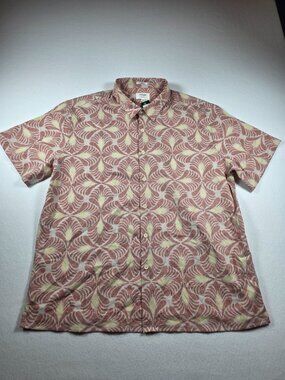 Julian & Mark Shirt Men XXL Burnt Orange Mosaic Print Stretch Collared Button Up